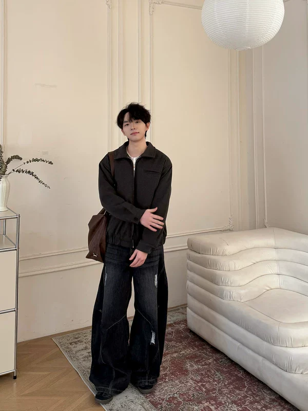 Cotton-Lined Wool Lapel Zip Jacket - Image 6