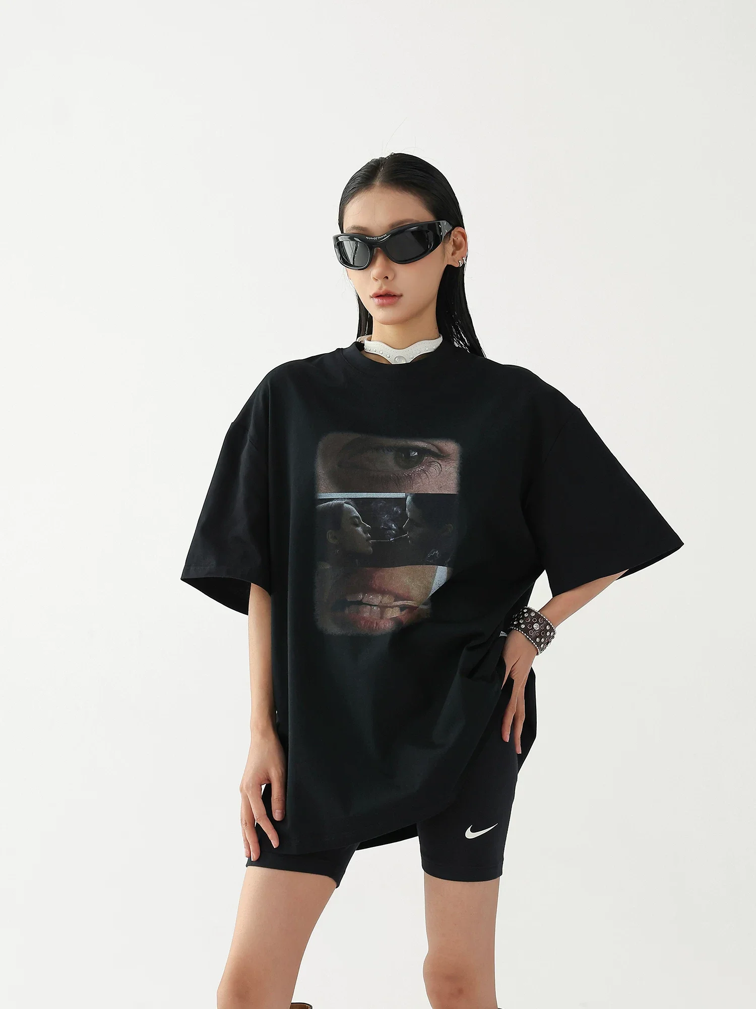 Cotton Oversized Retro Eye Graphic T-Shirt - Image 3