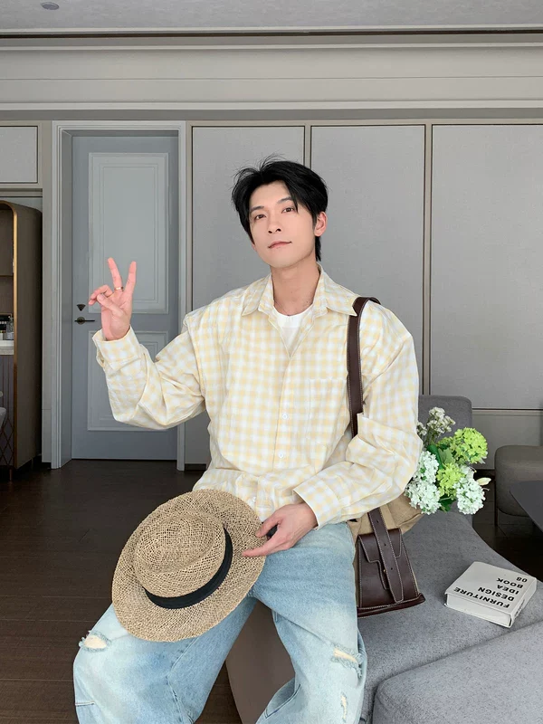 Cotton Plaid Long Sleeve Casual Shirt