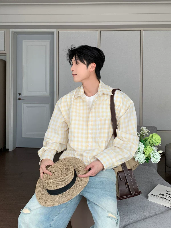 Cotton Plaid Long Sleeve Casual Shirt - Image 3