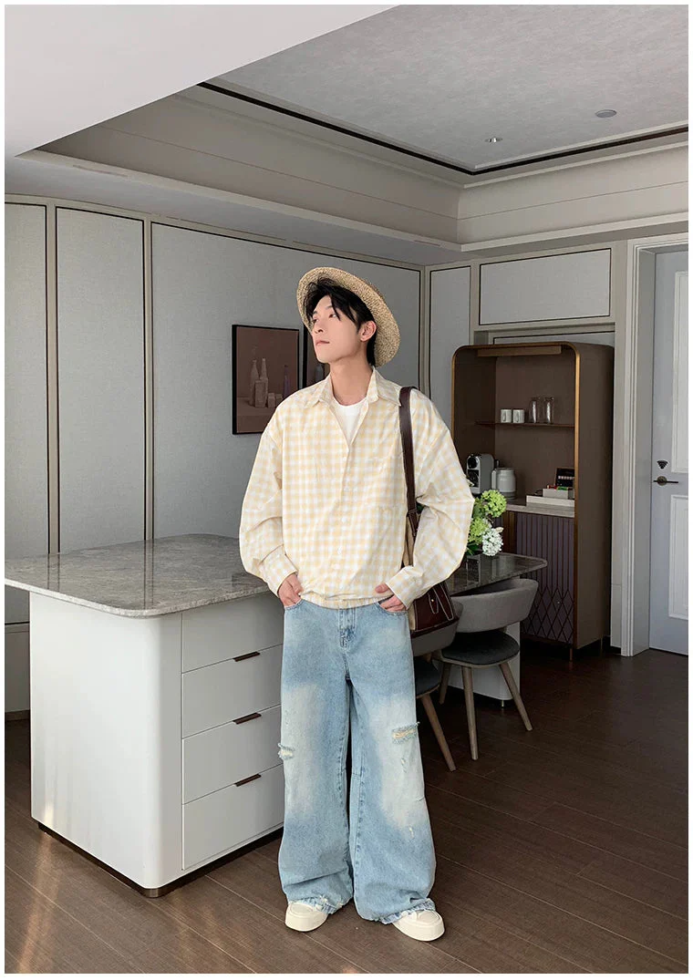 Cotton Plaid Long Sleeve Casual Shirt - Image 7