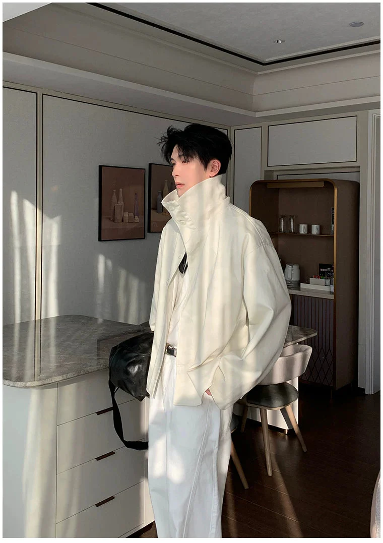 Cotton Stand Collar Lightweight Jacket - Image 5
