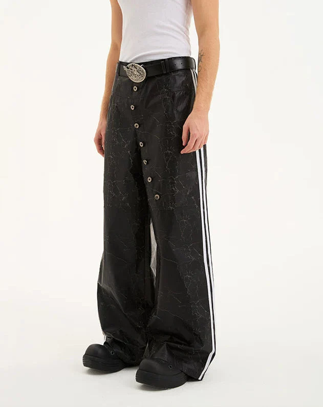 Crack Pattern Wide Leg Button Pants