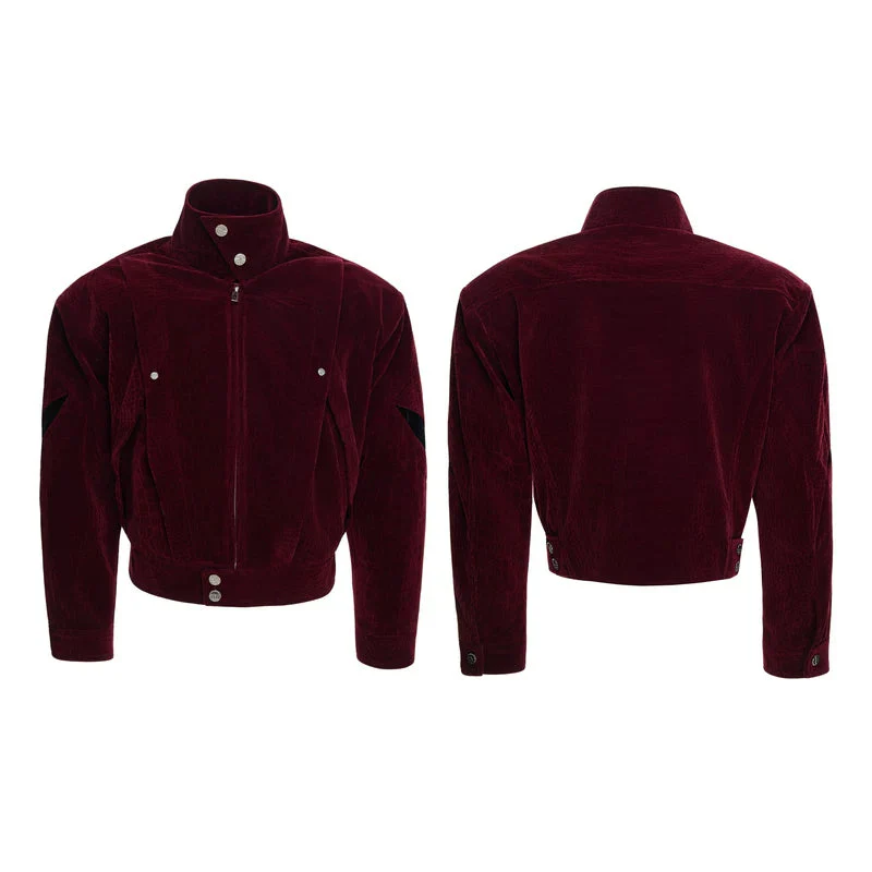Crocodile-Pattern Velvet Short Wide Jacket - Image 2