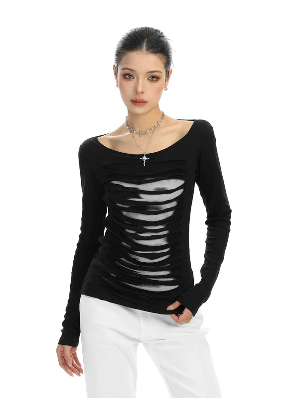 Cutout Backless Long Sleeve Top - Image 3