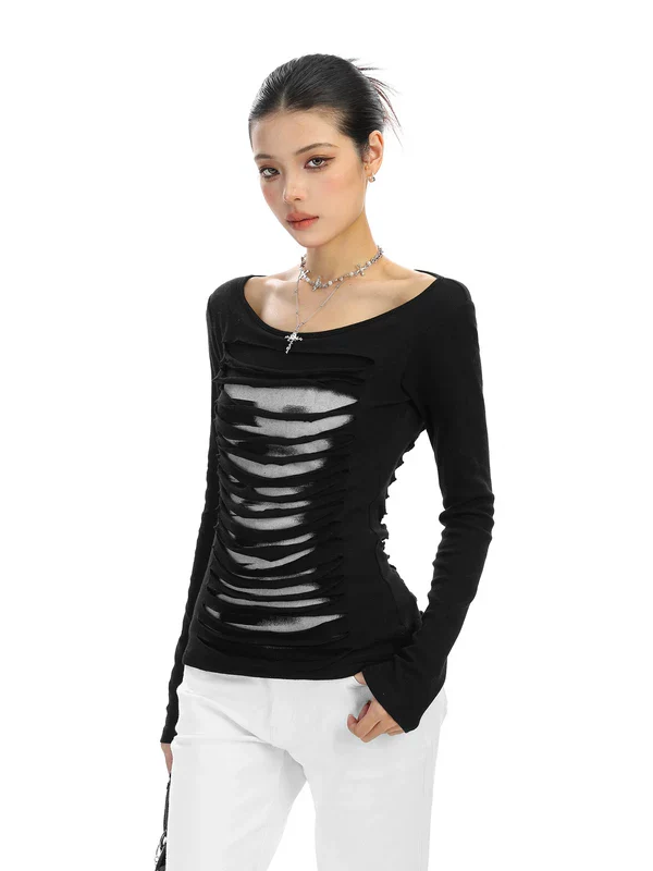 Cutout Backless Long Sleeve Top - Image 5