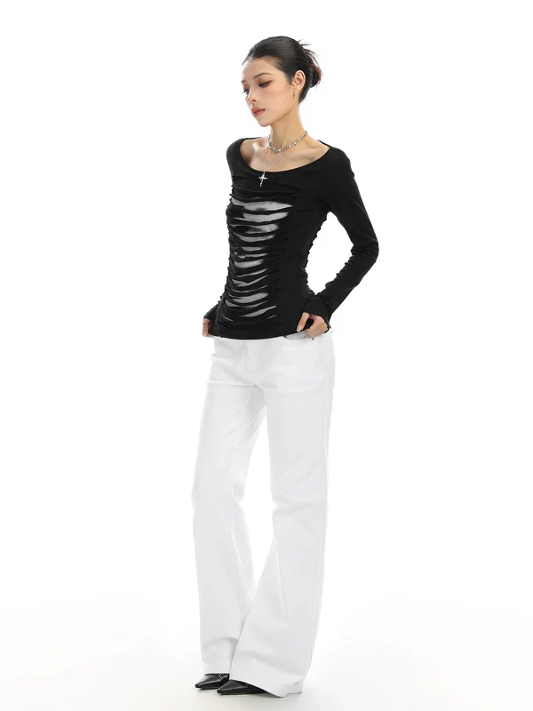 Cutout Backless Long Sleeve Top - Image 7