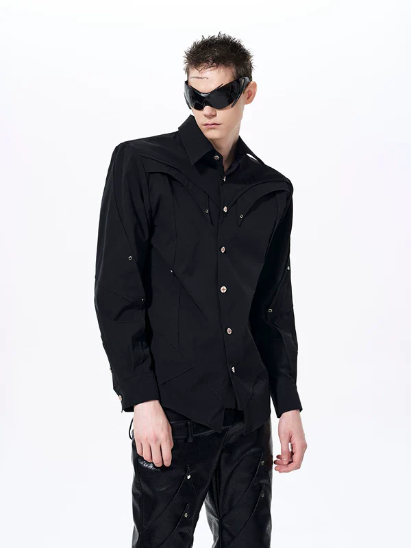 Deconstructed Button Long Sleeve Shirt