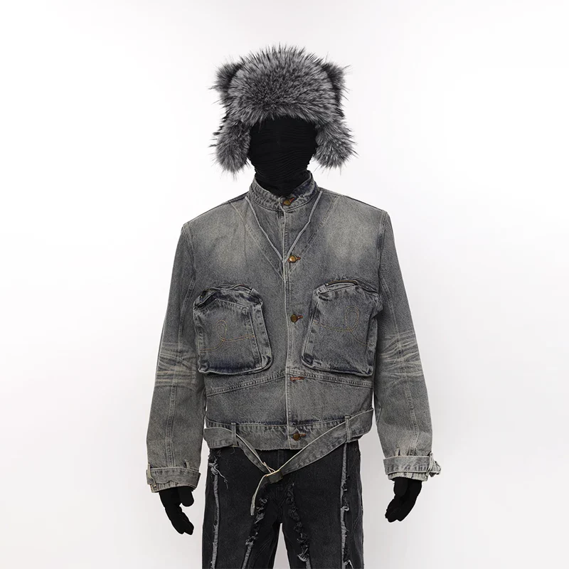Patchwork Pleated Denim Jacket - Image 3