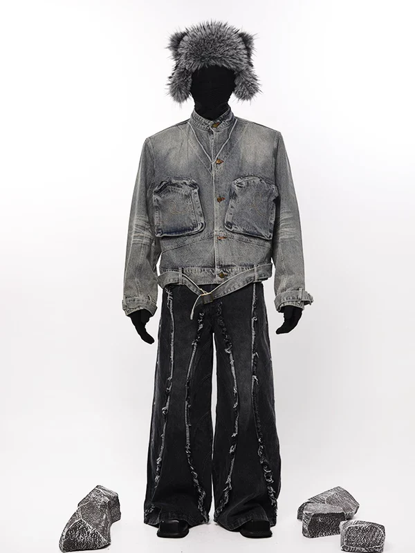 Patchwork Pleated Denim Jacket - Image 7