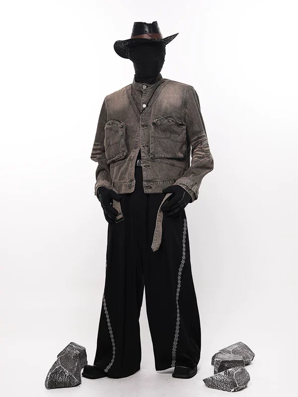 Patchwork Pleated Denim Jacket - Image 8