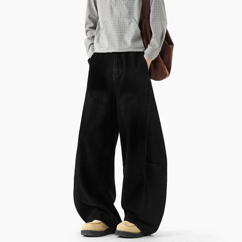 Deconstructed Patchwork Wide Leg Jeans - Image 4