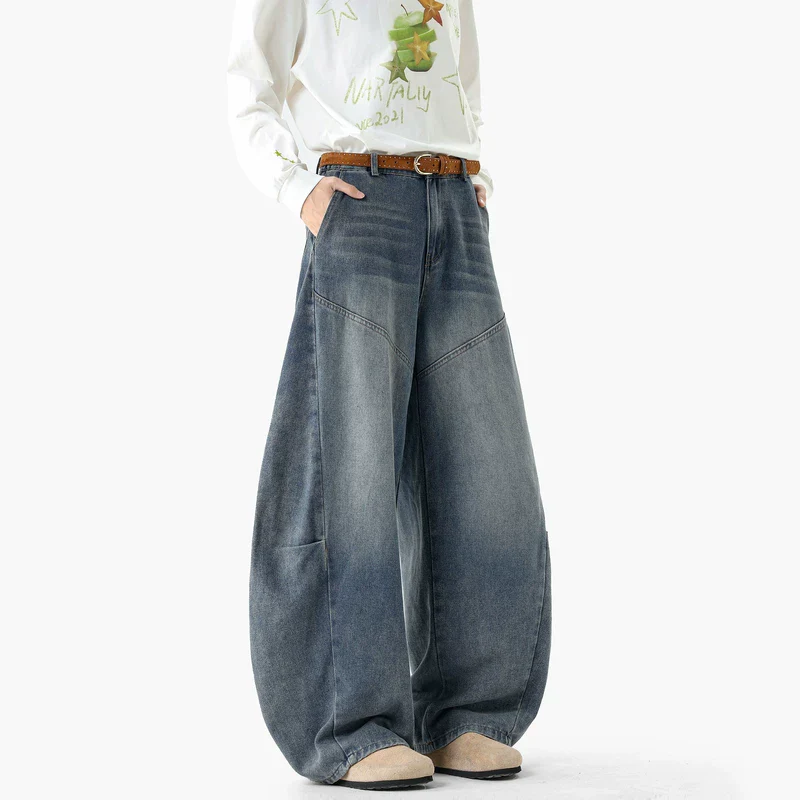 Deconstructed Patchwork Wide Leg Jeans - Image 5