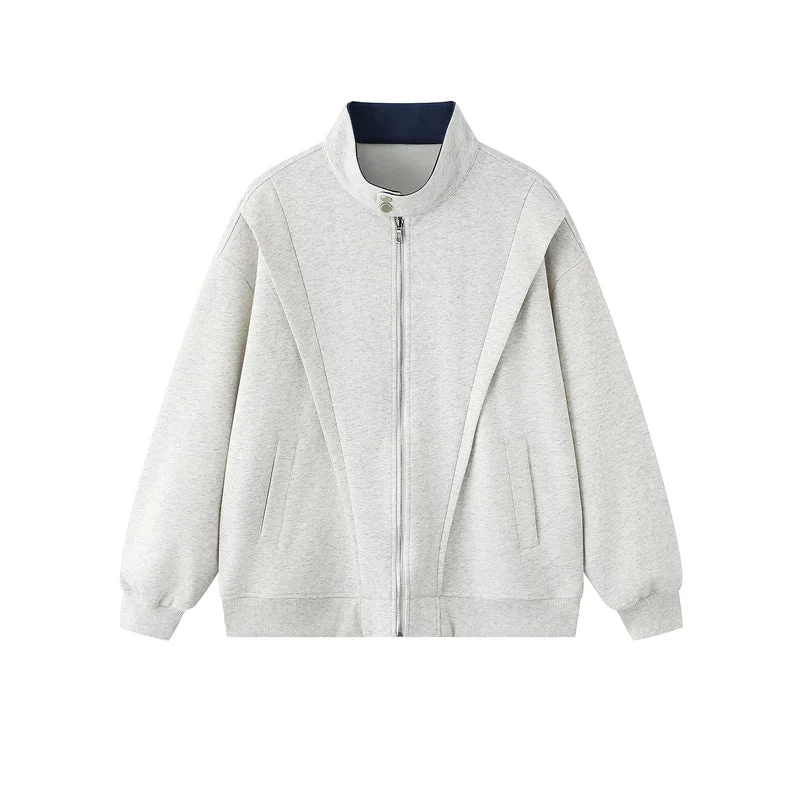 Deconstructed Stand Collar Zip Jacket - Image 2