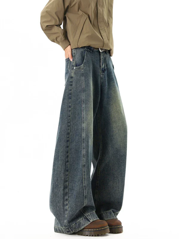Deconstructed Wide Leg Patchwork Jeans - Image 5