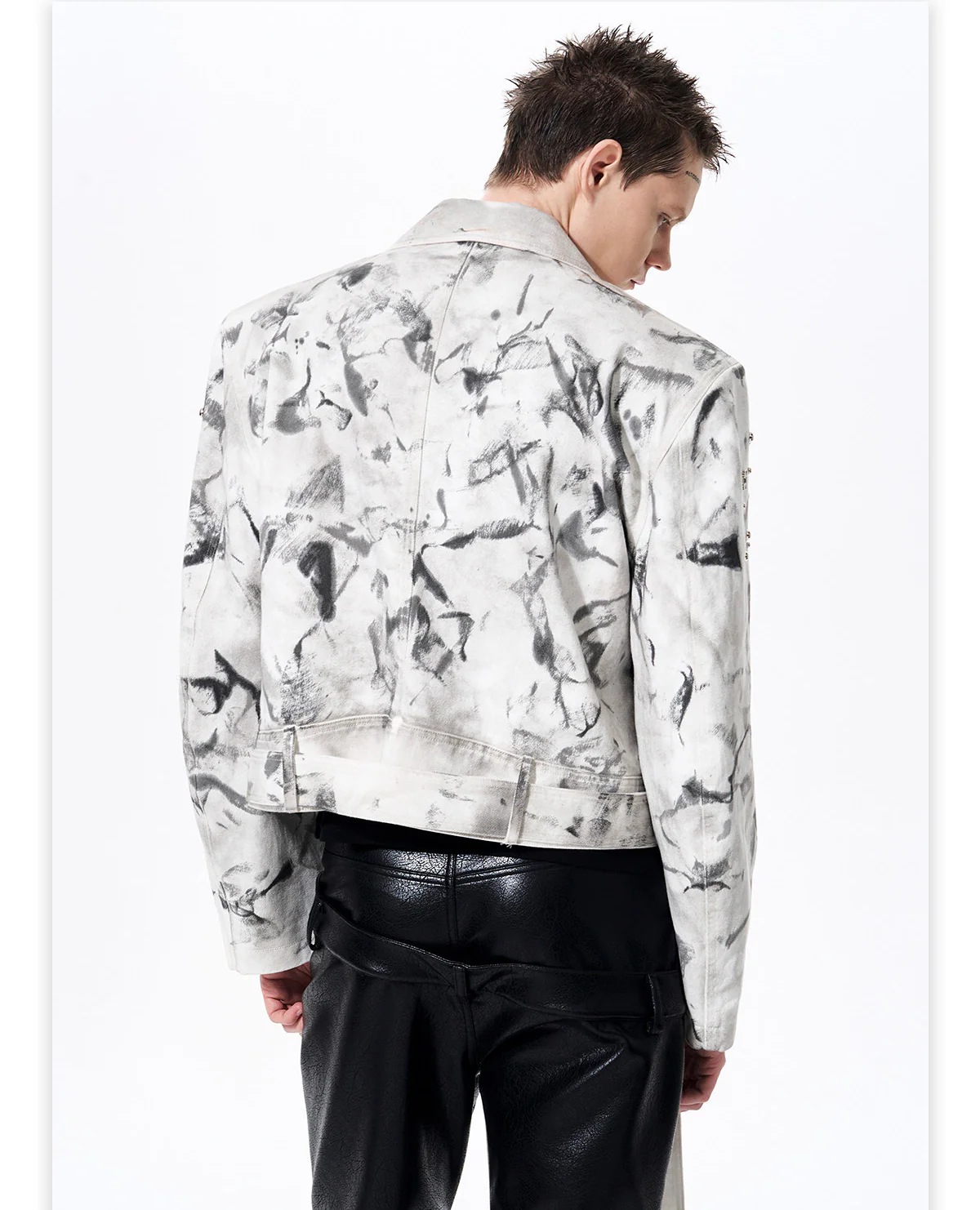 Distressed Denim Biker Jacket - Image 5