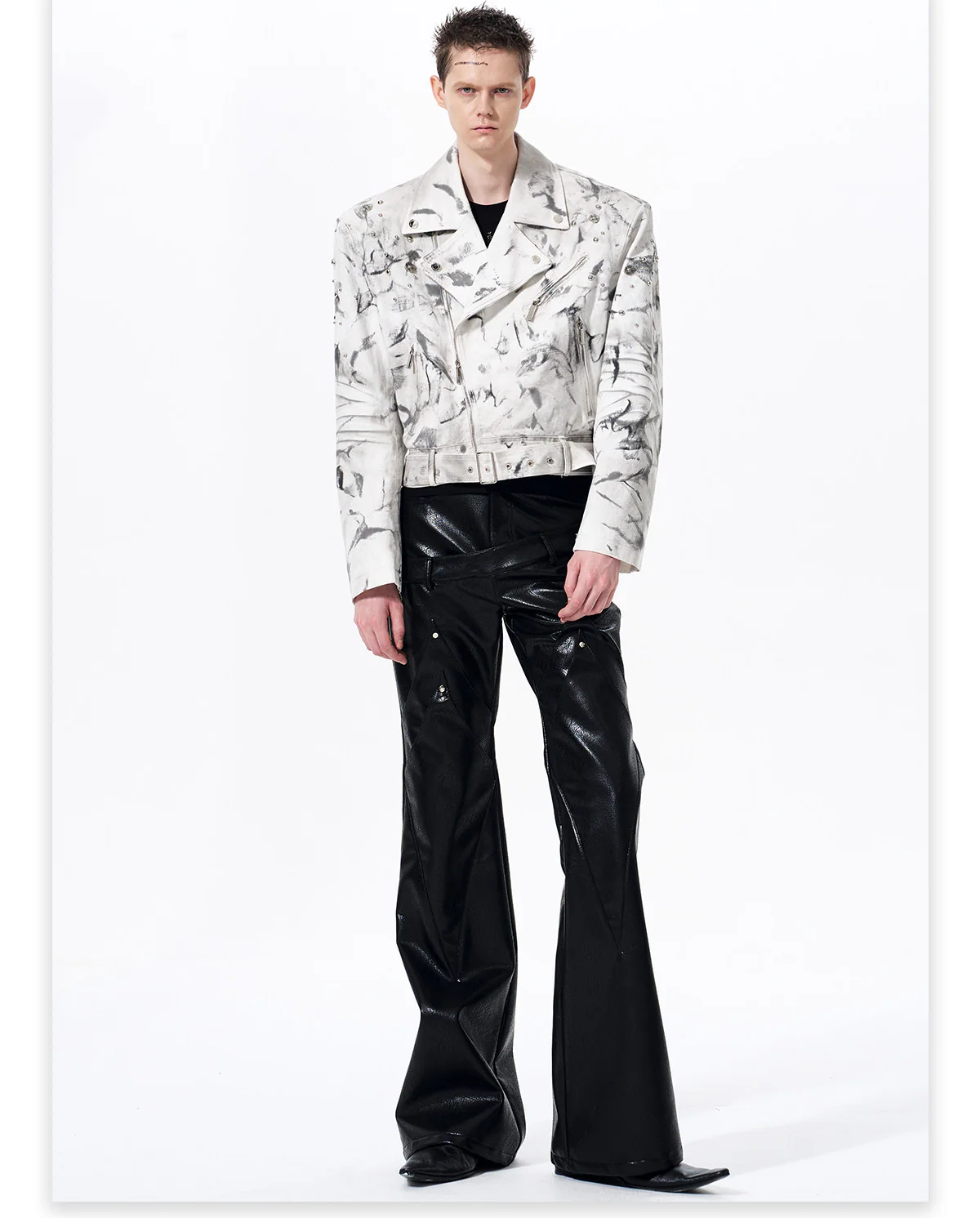 Distressed Denim Biker Jacket - Image 6