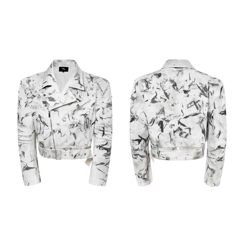 Distressed Denim Biker Jacket - Image 7