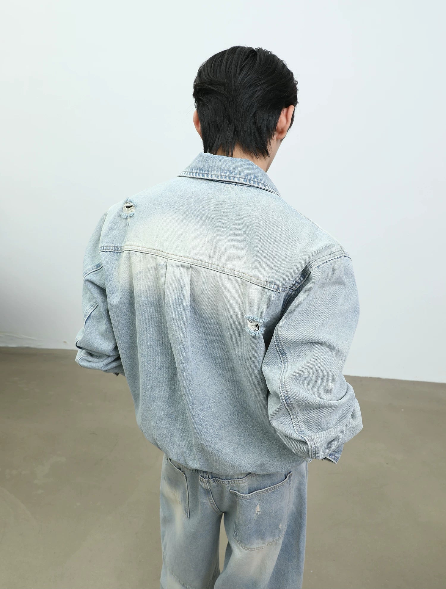 Distressed Denim Jacket and Wide-Leg Pants - Image 6