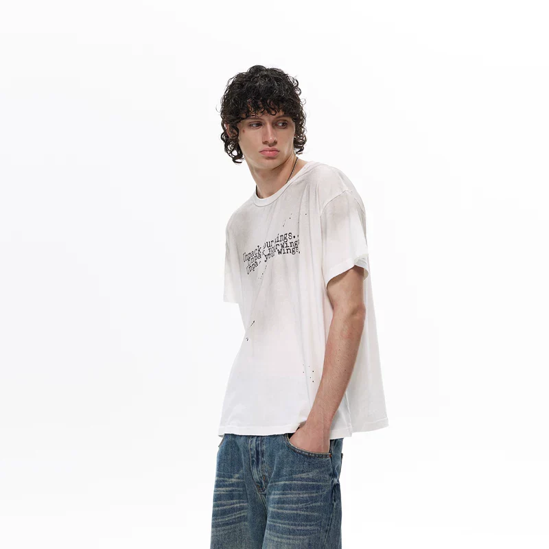 Distressed Graphic Letter Print T-Shirt - Image 2