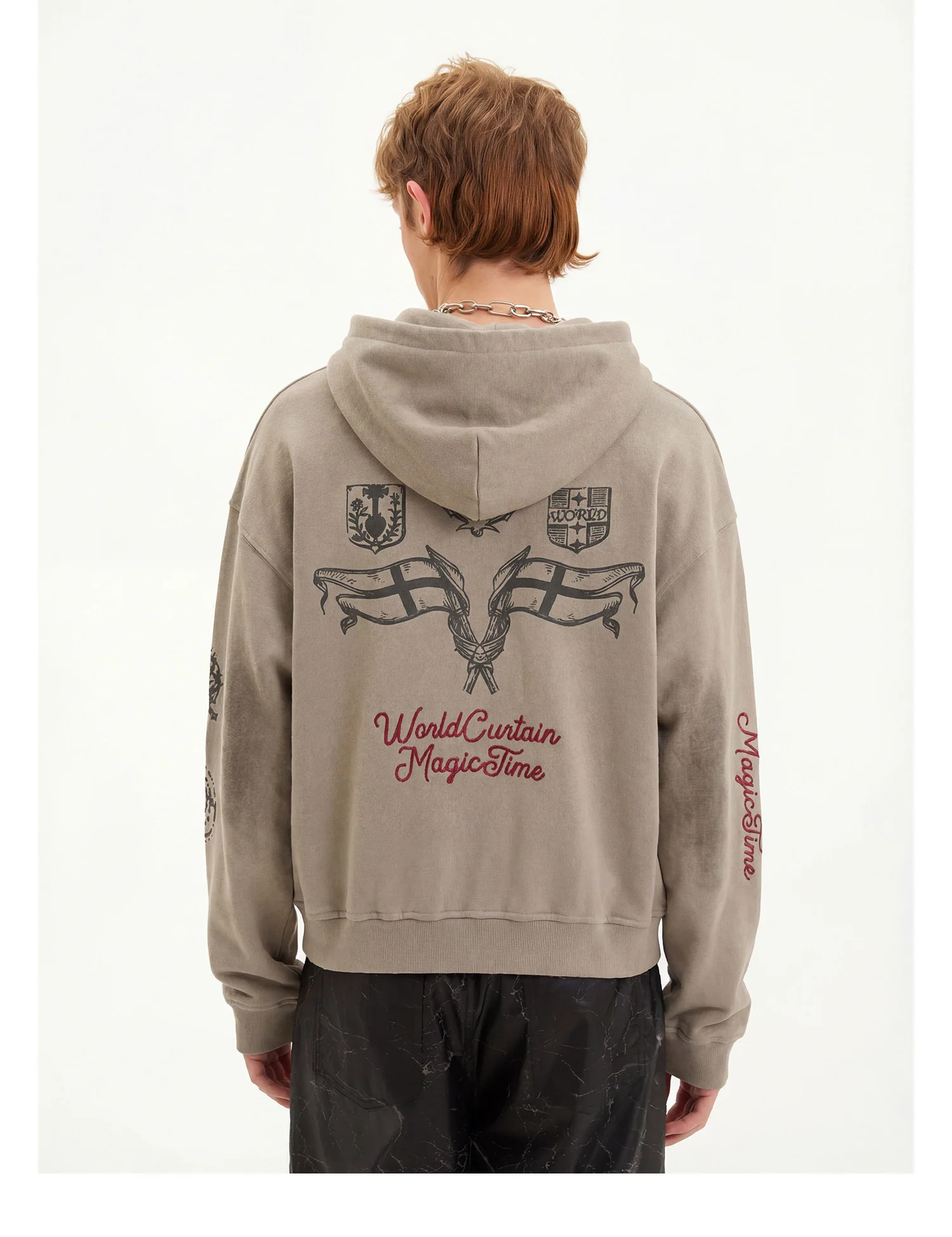 Distressed Horse Print Zip Up Hoodie - Image 3