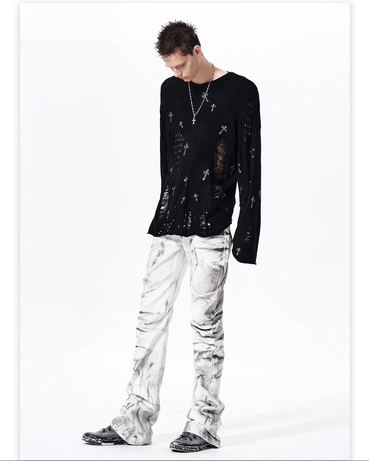 Distressed Knit Hooded Sweater - Image 6