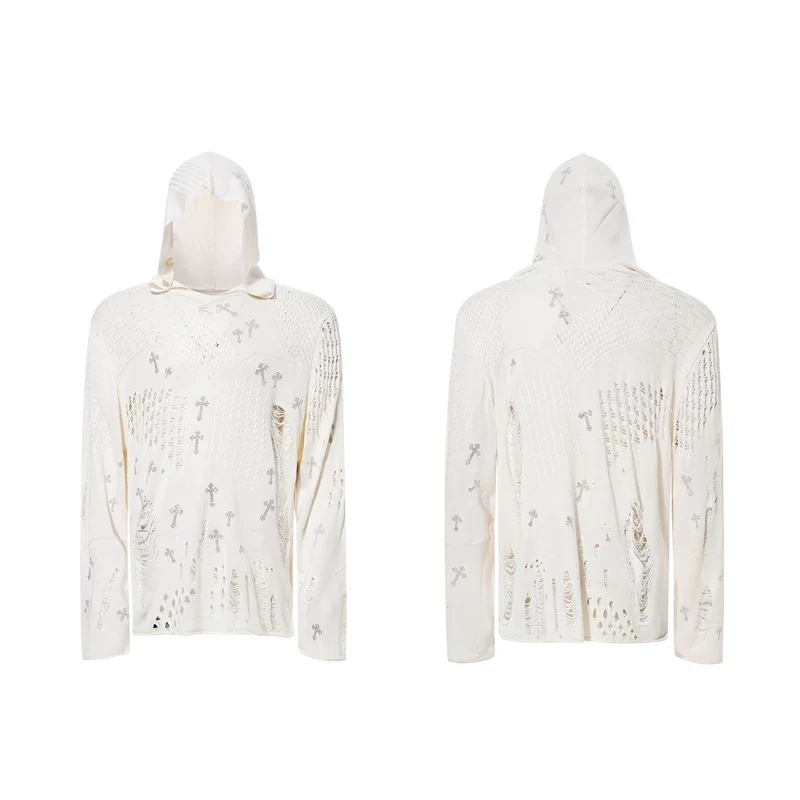 Distressed Knit Hooded Sweater - Image 9