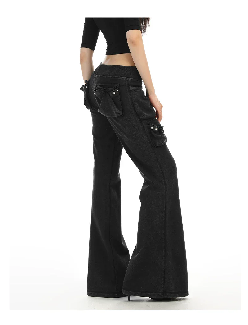 Distressed Multi-Pocket Flare Cargo Pants - Image 5