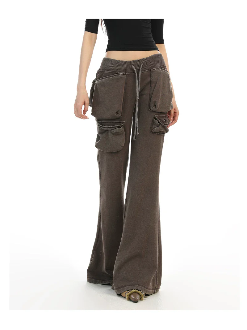 Distressed Multi-Pocket Flare Cargo Pants - Image 6