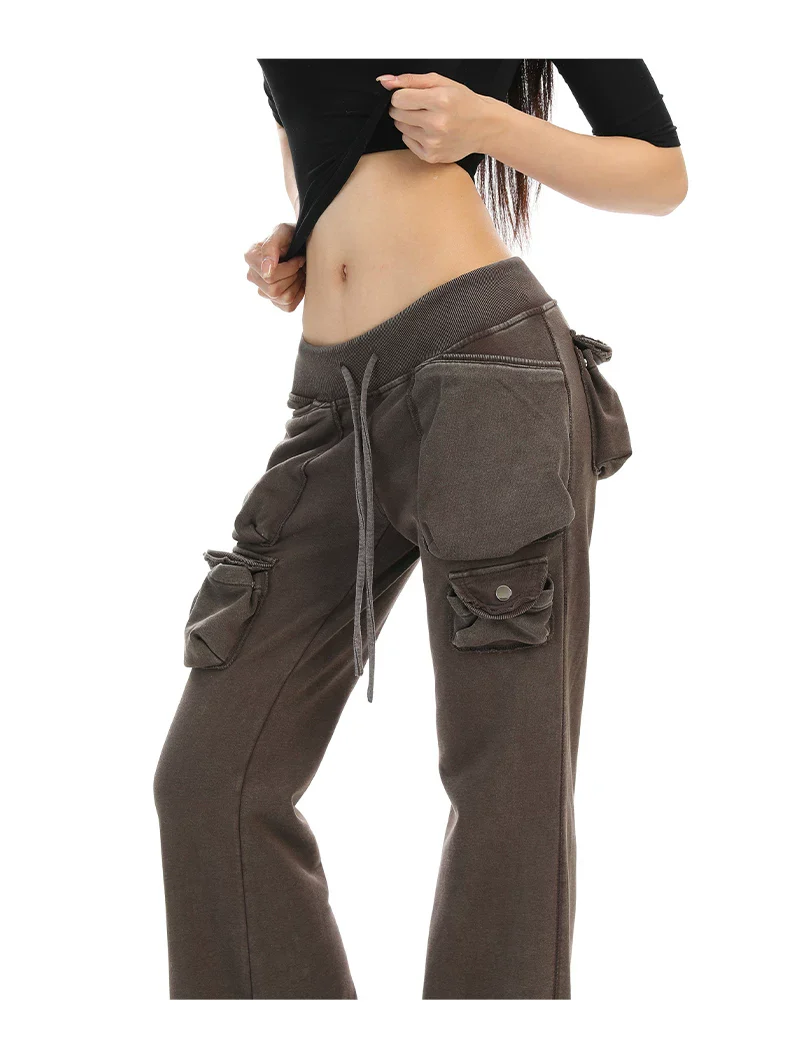 Distressed Multi-Pocket Flare Cargo Pants - Image 7