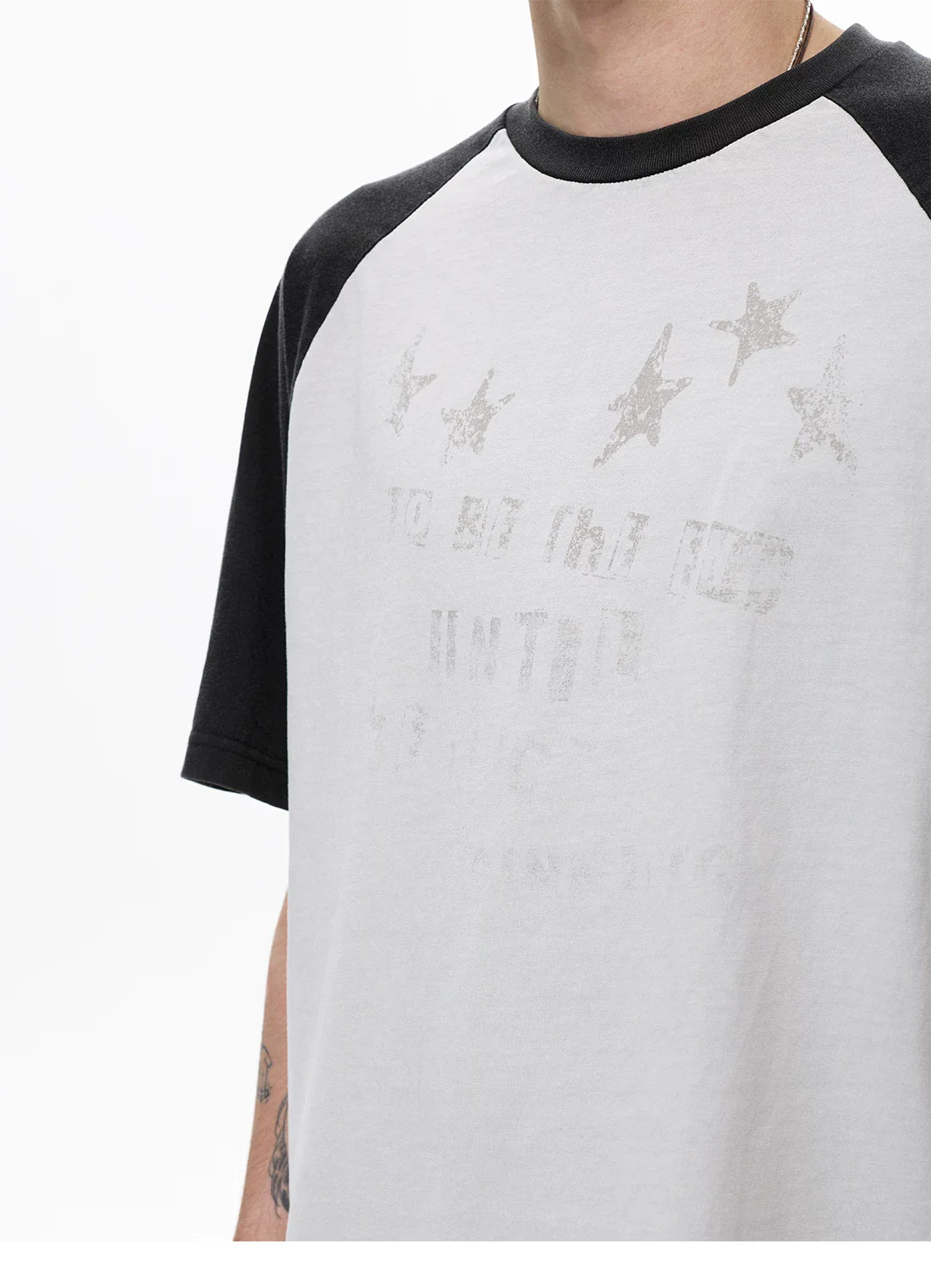 Distressed Star Print Raglan T-Shirt - Image 6