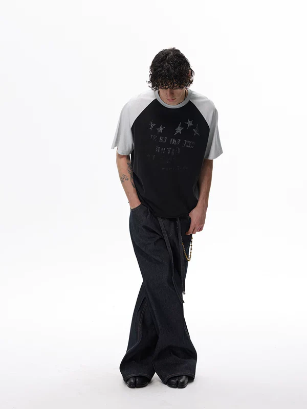 Distressed Star Print Raglan T-Shirt - Image 7
