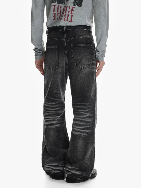 Distressed Washed Loose Flare Jeans - Image 5