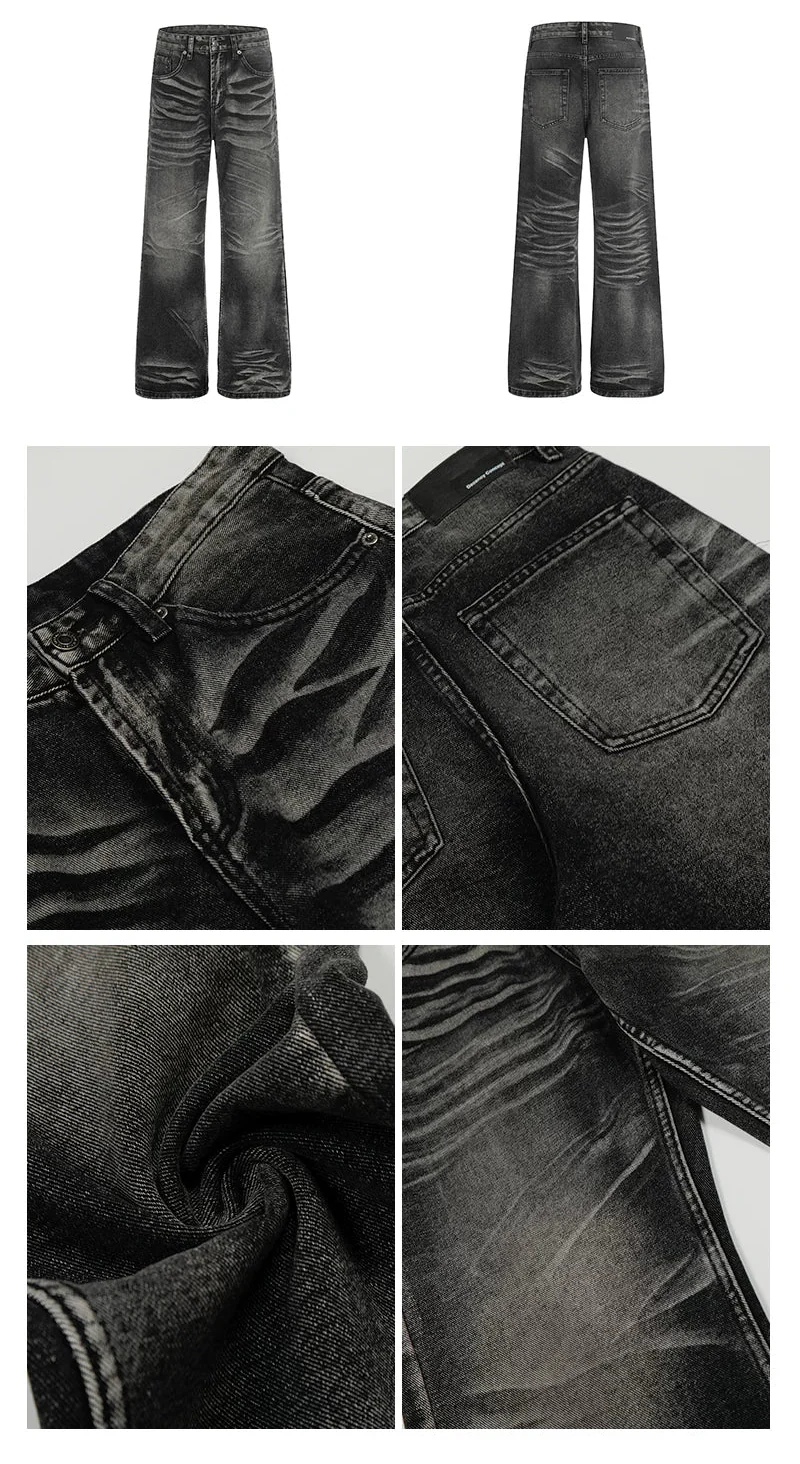 Distressed Washed Loose Flare Jeans - Image 7