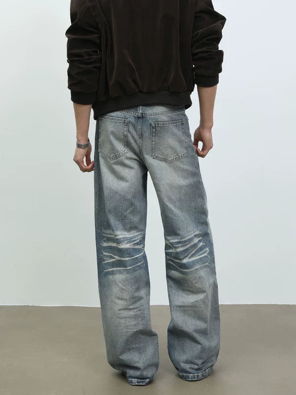 Distressed Washed Wide Leg Jeans - Image 3