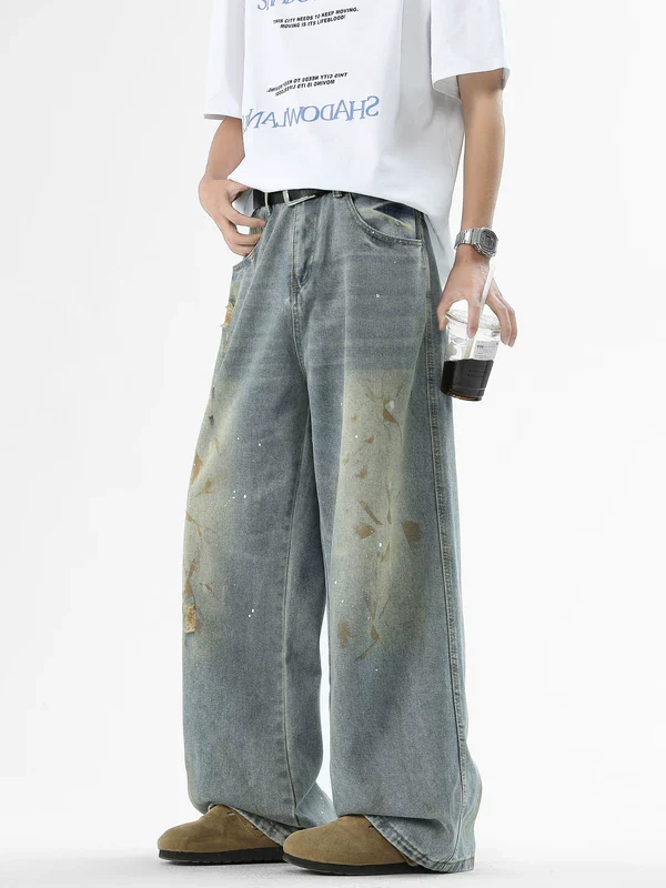 Distressed Washed Wide Leg Jeans - Image 4