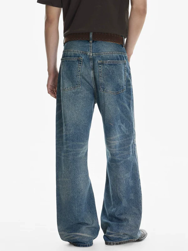 Distressed Whiskered Denim Pants - Image 5