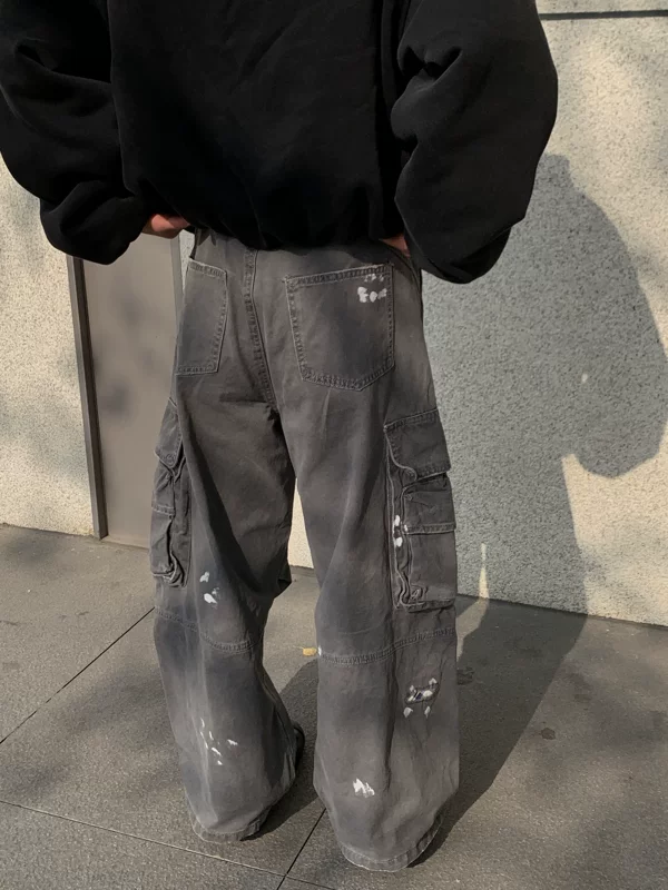 Distressed Wide Leg Cargo Pants - Image 2
