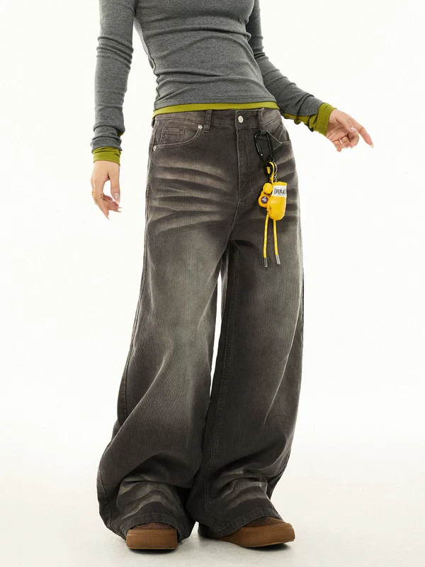 Distressed Wide Leg Corduroy Cargo Pants - Image 3