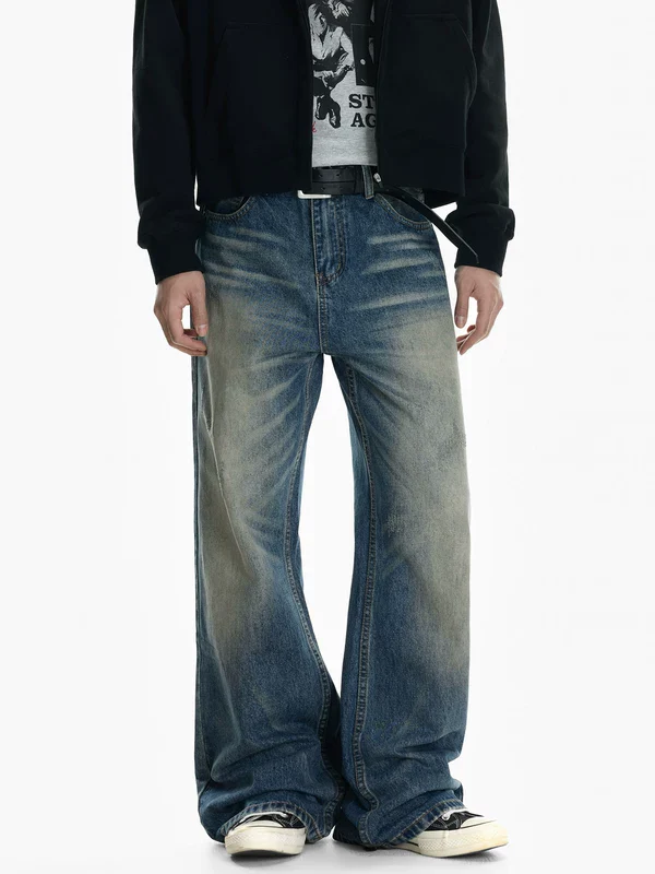 Distressed Wide Leg Denim Pants