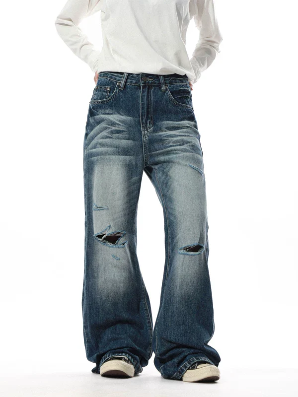 Distressed Wide-Leg Ripped Jeans - Image 2