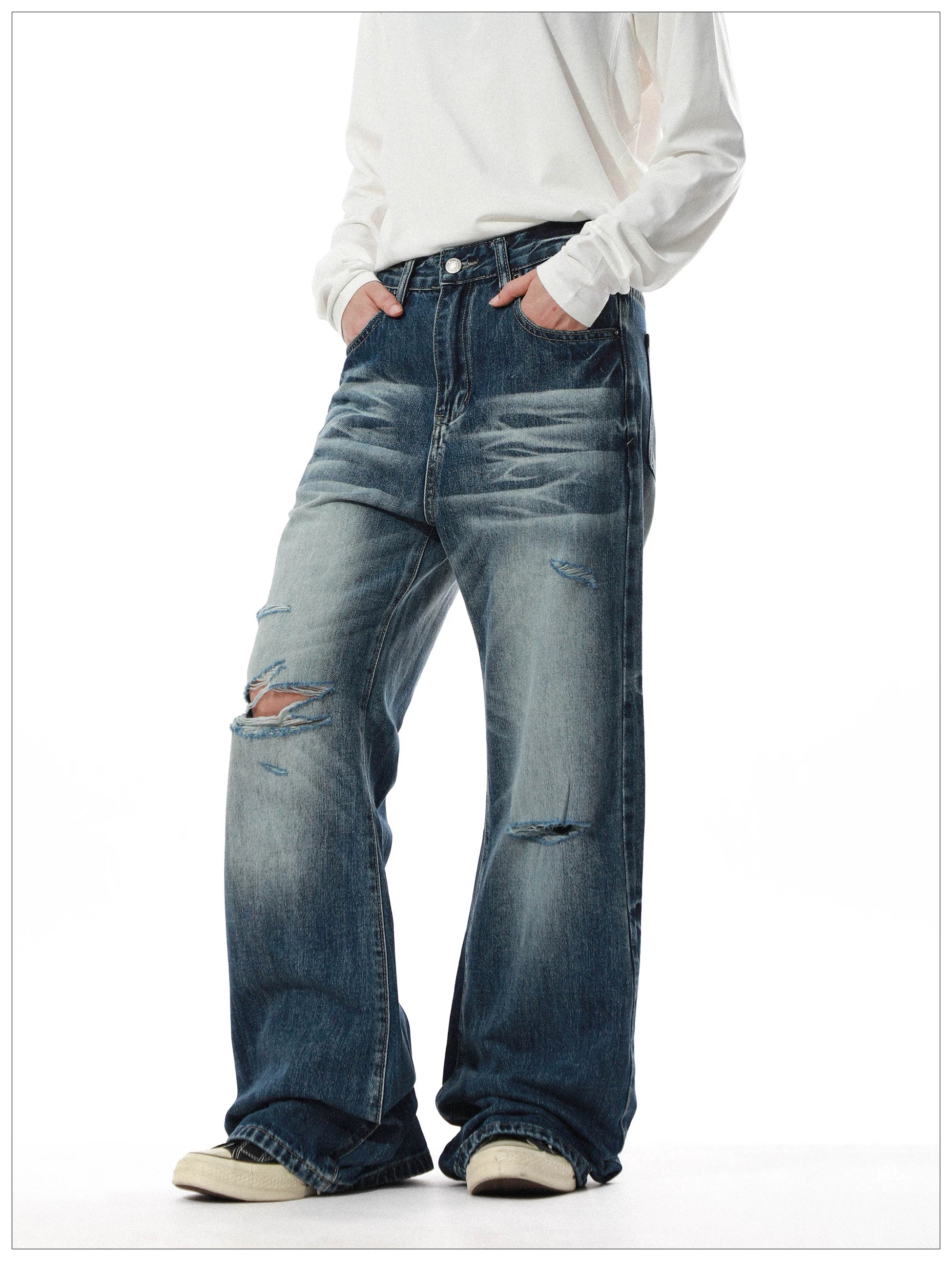 Distressed Wide-Leg Ripped Jeans - Image 5