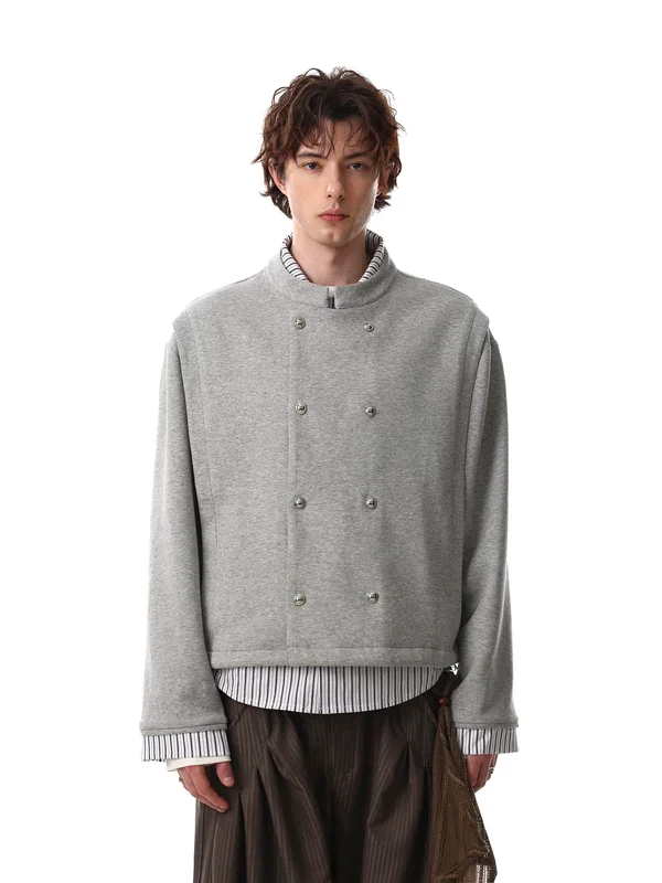Double-Breasted Stand Collar Short Jacket