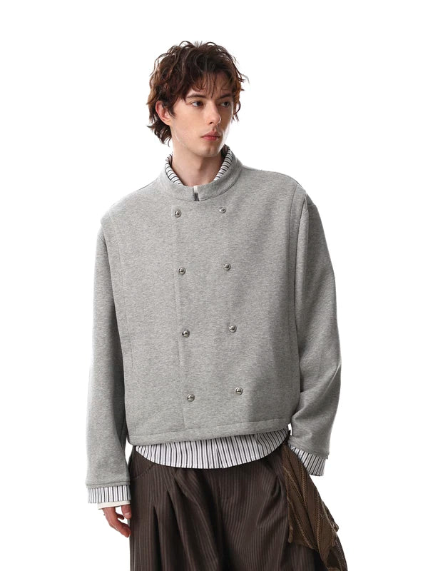 Double-Breasted Stand Collar Short Jacket - Image 3