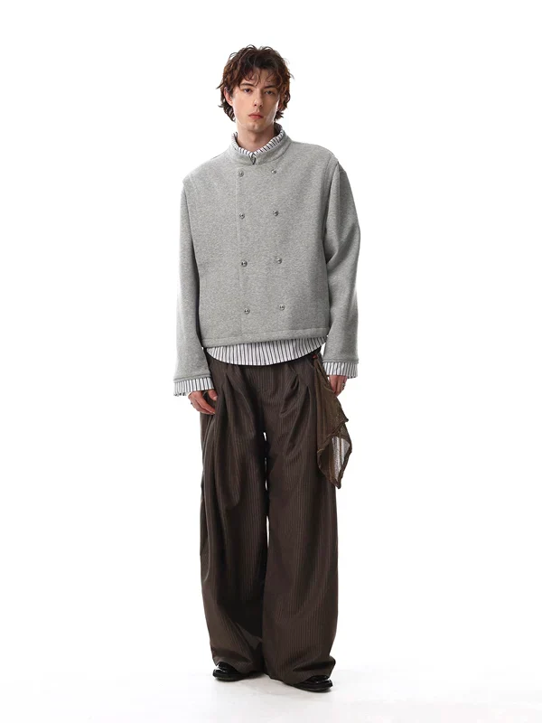 Double-Breasted Stand Collar Short Jacket - Image 7