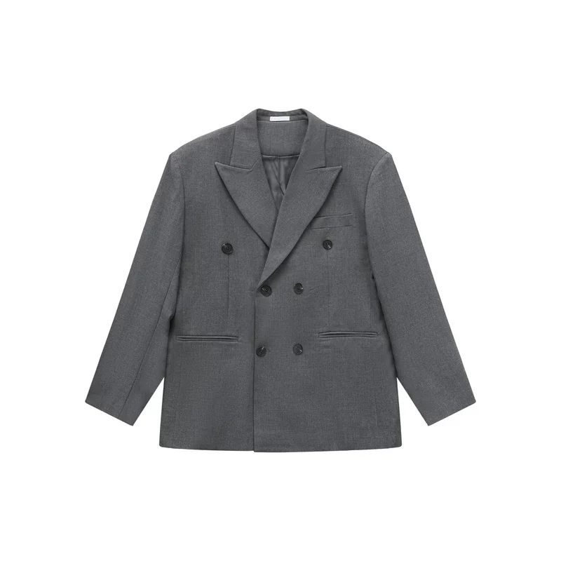Double-Breasted Suit Jacket and Wide-Leg Pants - Image 12