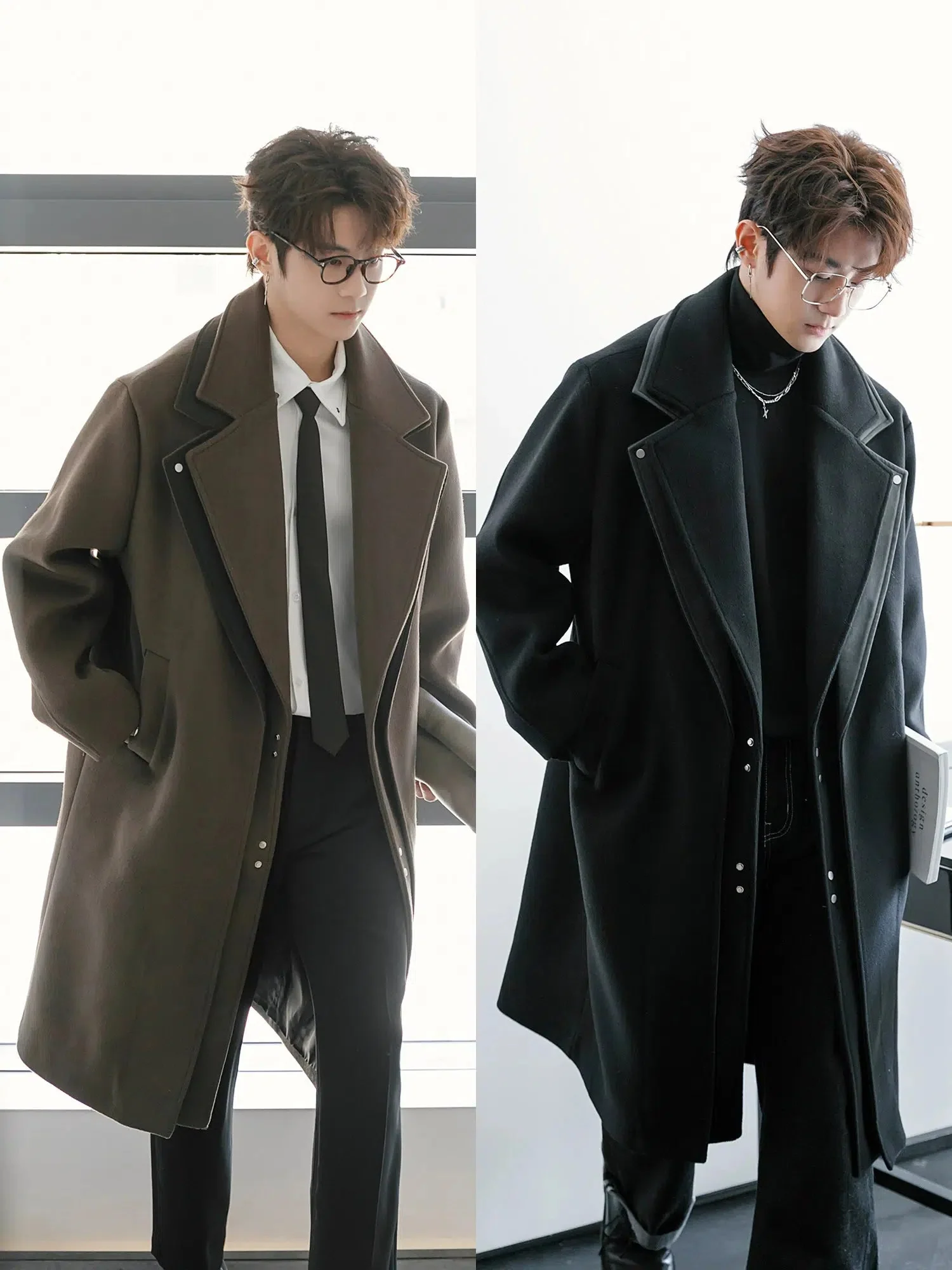 Double-Breasted Wool Coat with Wide Lapels - Image 4