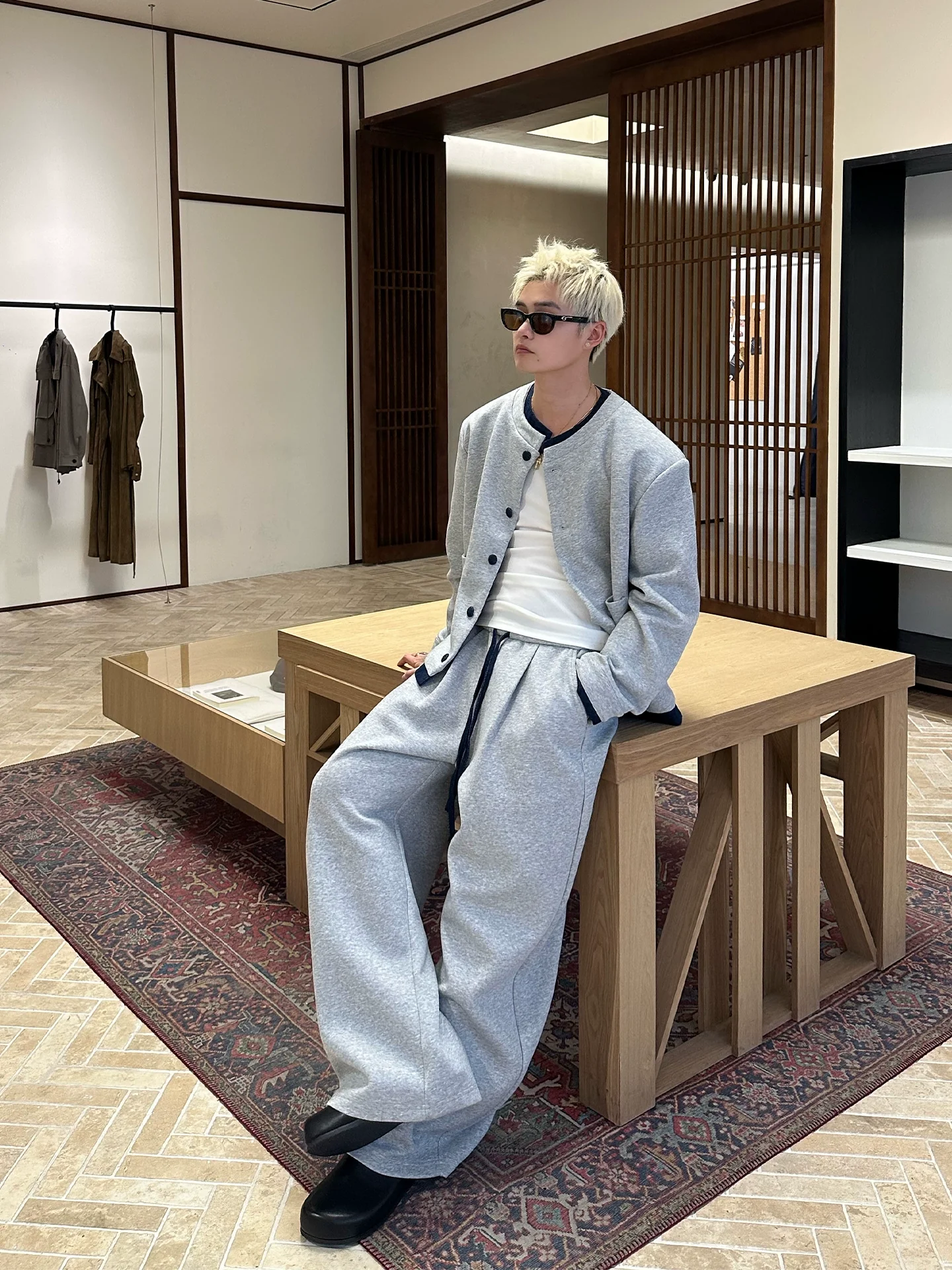 Double-Layer Collar Cardigan and Pants - Image 2