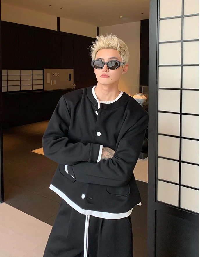 Double-Layer Collar Cardigan and Pants - Image 9