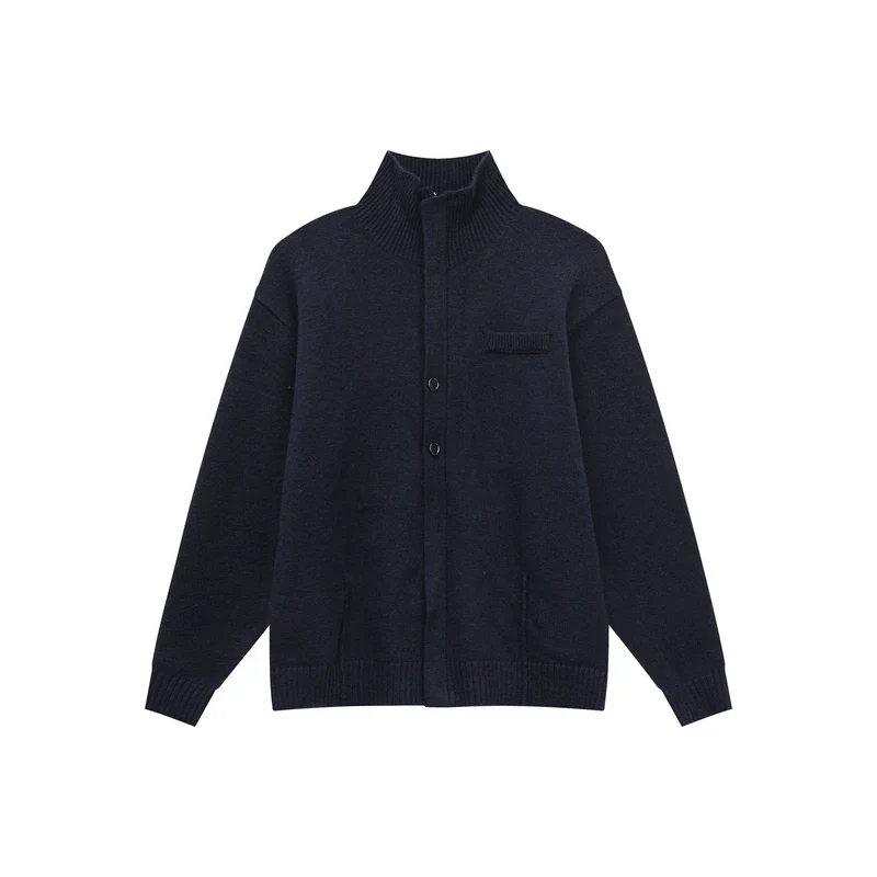 Double Zipper High Neck Knit Cardigan - Image 15